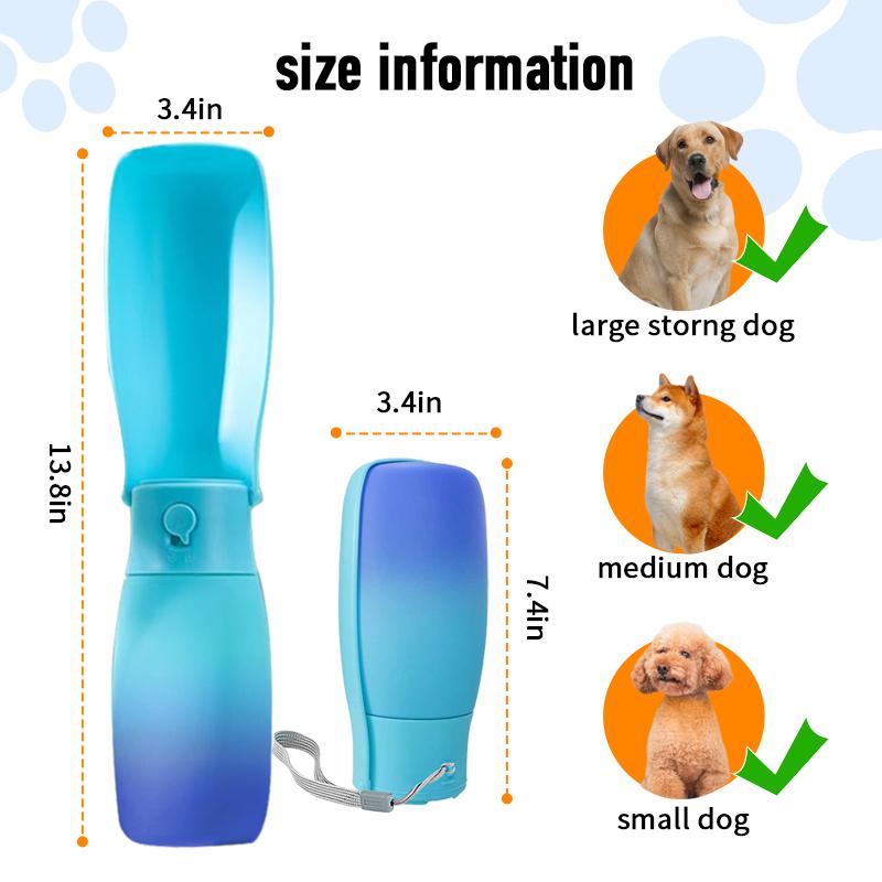 Portable Water Bottle for Dogs - Foldable - Pet Outdoor Travel Accessories - Leak Proof - Cat and Dog Products for Walking, Hiking portable dog