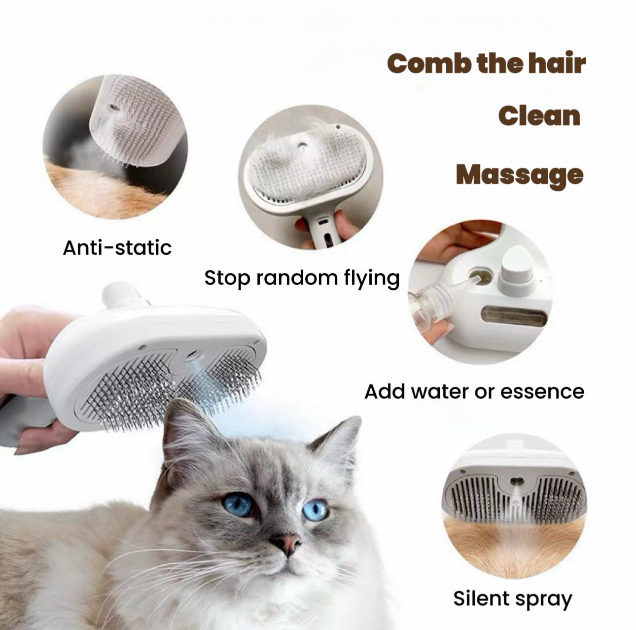 Cat 3-in-1 Rechargeable Steam Comb for Pet Hair Removal - Grooming - Massage - Pet Cleaning Tool for Cats and Dogs large pog usb rechargeable