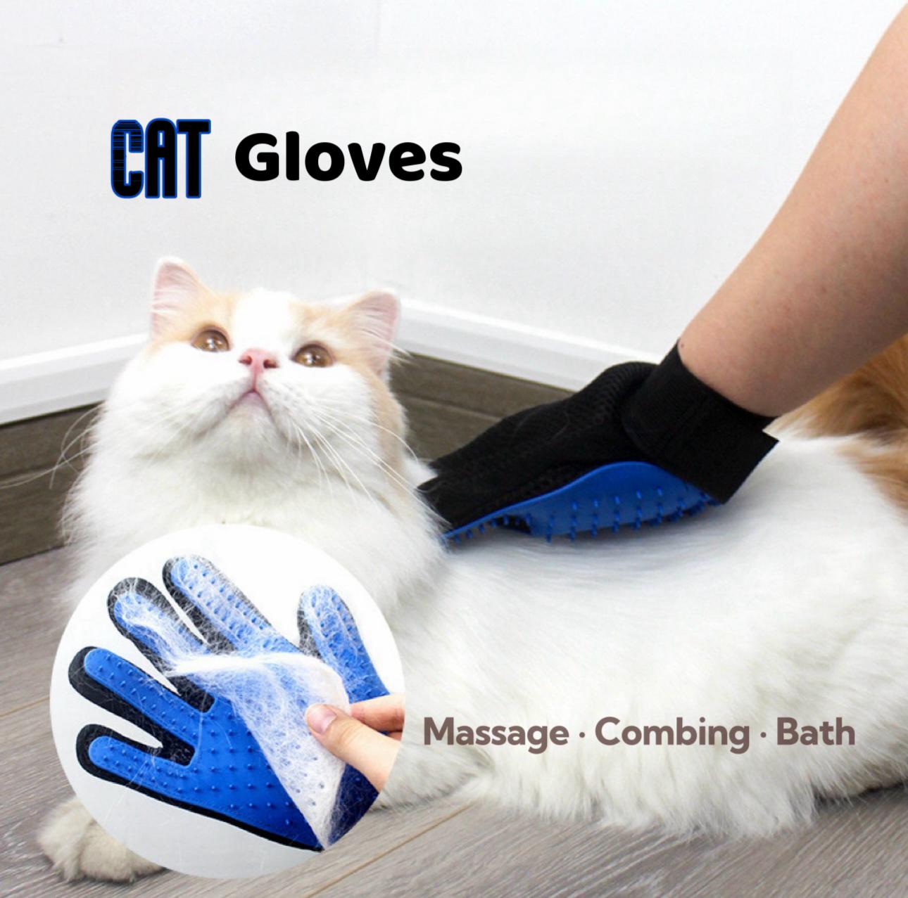 Cat Grooming Rubber Gloves - Hair Remover - Pet Grooming Tool for Cats and Dogs