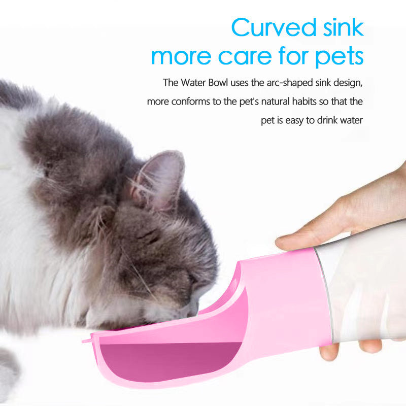 2 in 1 Portable Water Bottle for Dogs - Pink - With Food Container - High Quality Material - Dog Travel Accessories portable dog food container