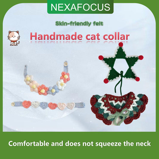 Handmade Knitted Pet Collar, Soft, Cozy, Stylish Design for Cats & Small Dogs , Breathable Fabric for Comfort
