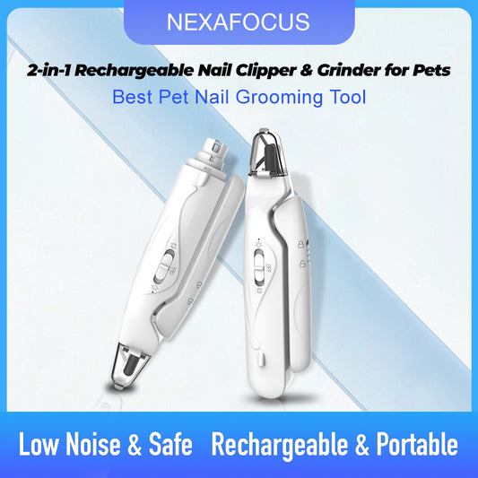 Pet Electric Combination Clippers with Light for Dogs and Cats - Automatic Nail Grinder and Scissors