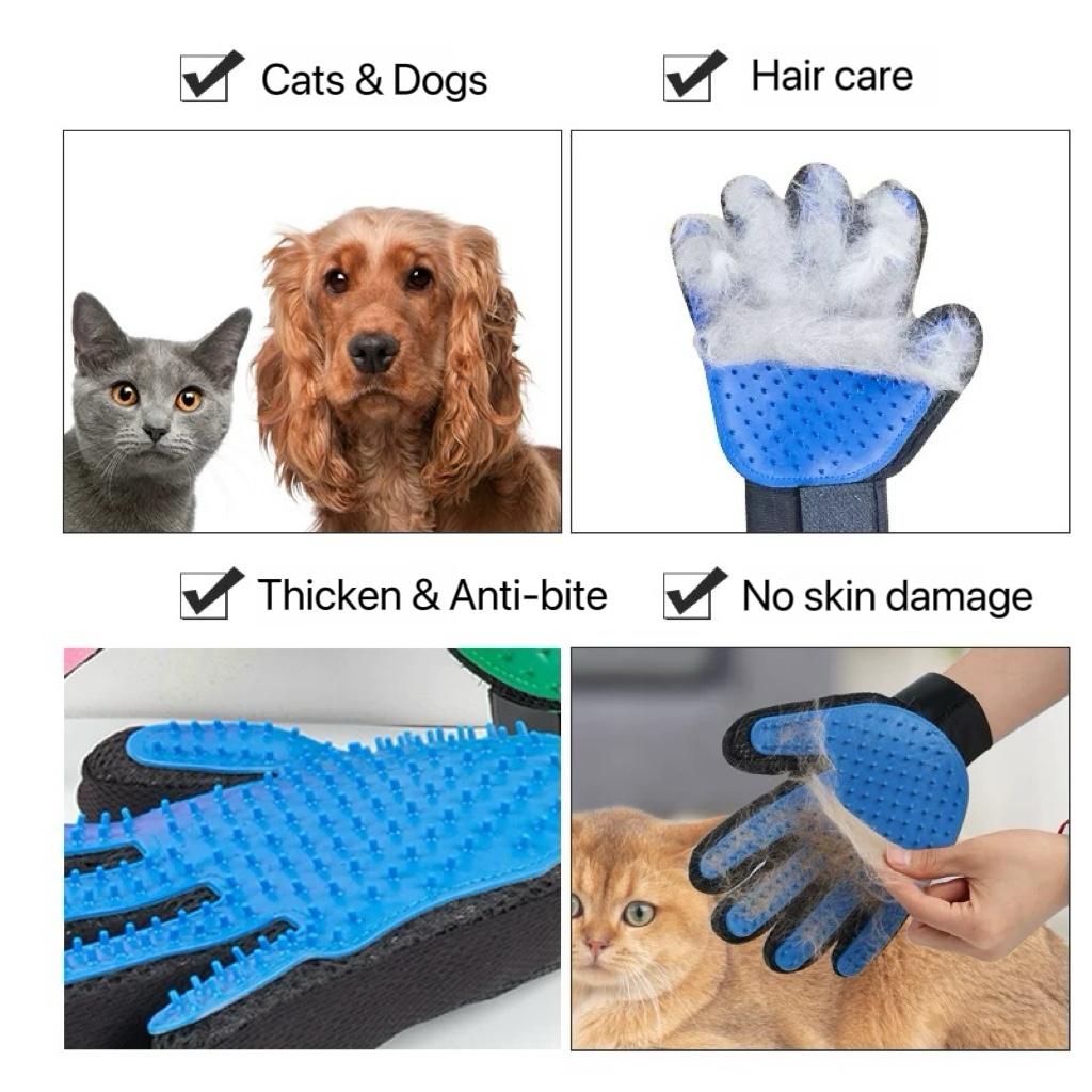 Cat Grooming Rubber Gloves - Hair Remover - Pet Grooming Tool for Cats and Dogs